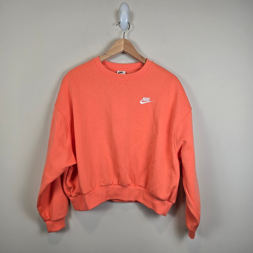 Nike Sportswear Club Fleece Girls Size XL/18-20 Boxy Crew-Neck Sweatshirt Mango